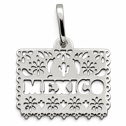 Dije Papel Picado Mexico Plata Ley 925