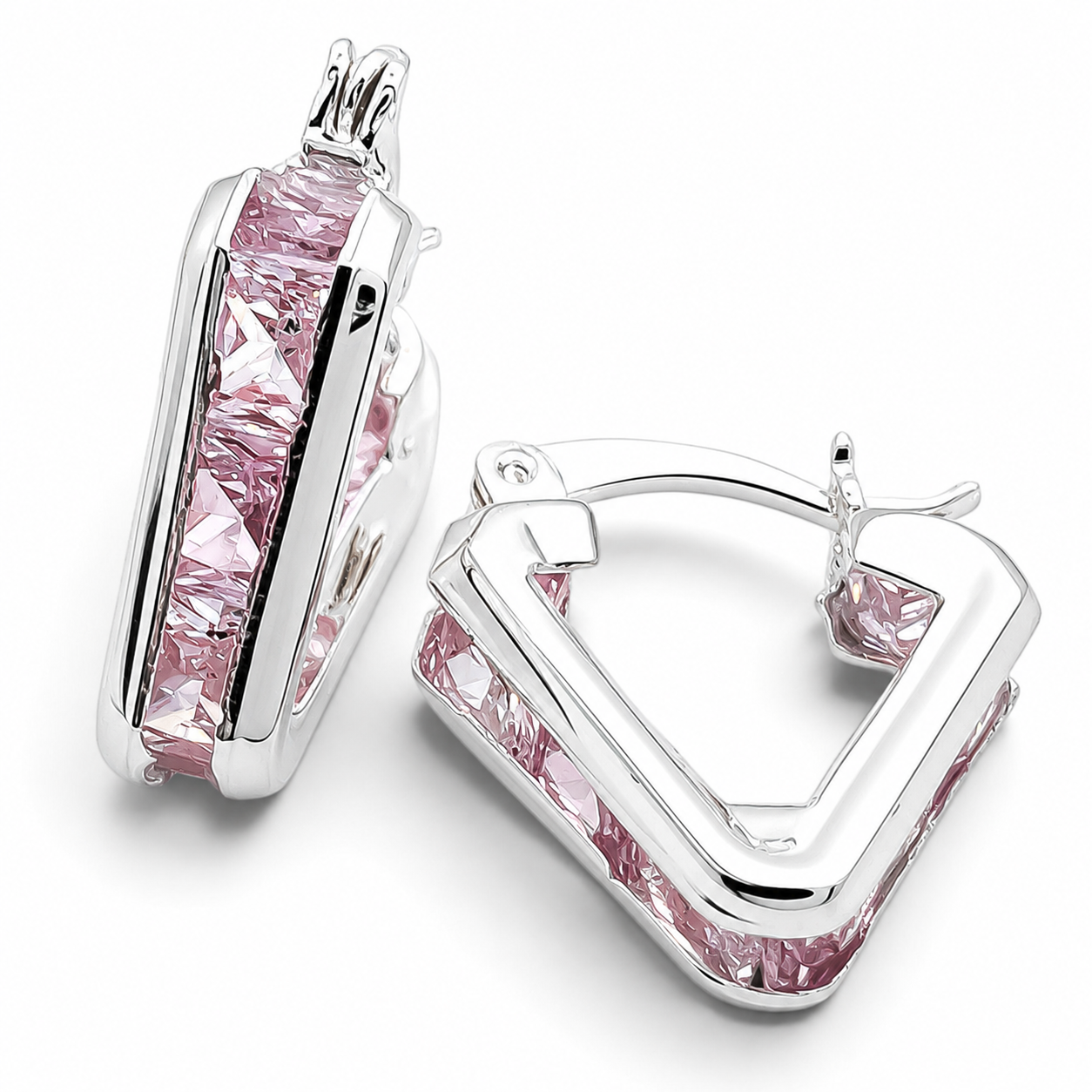 Hugguies Triangulo Rosa Plata Ley 925