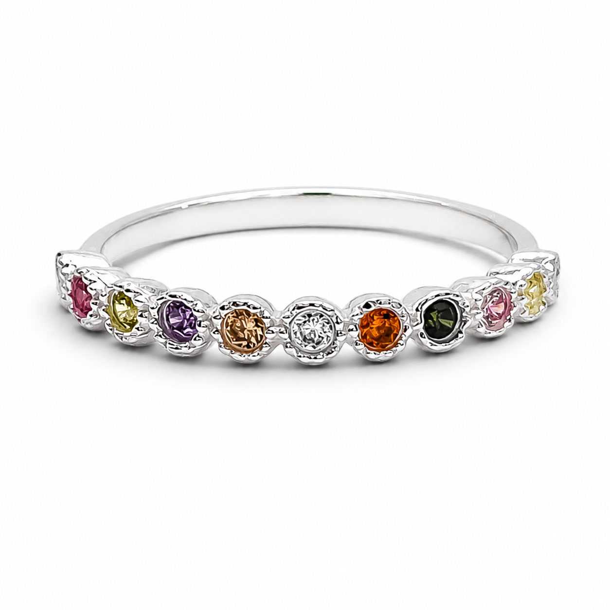 Anillo Zirconia Colores Plata Ley 925