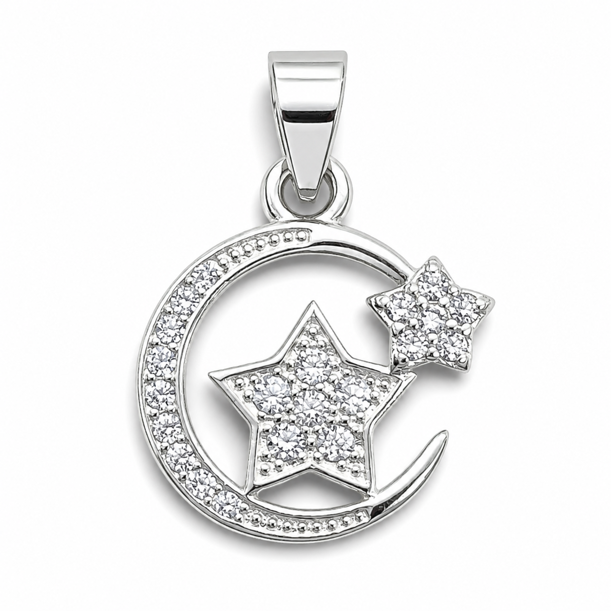 Dije Luna Estrella Zirconia Plata Ley 925