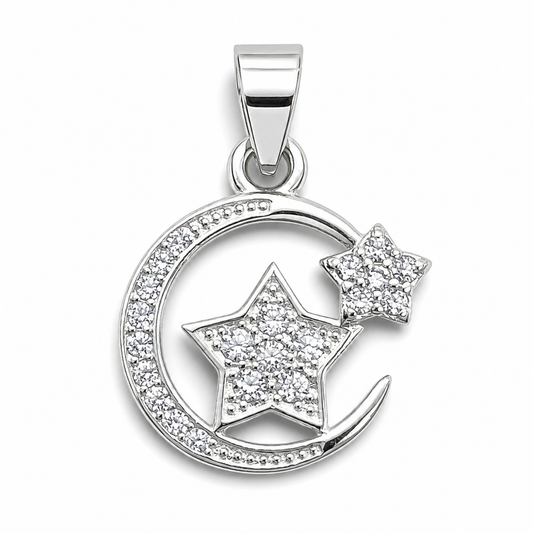 Dije Luna Estrella Zirconia Plata Ley 925