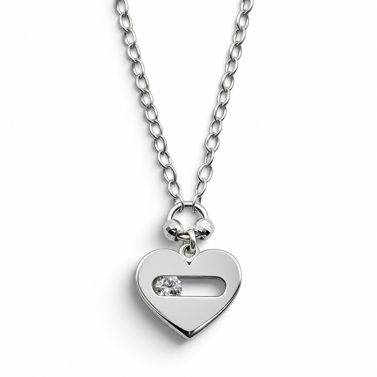 Collar Corazon Plata Ley 925