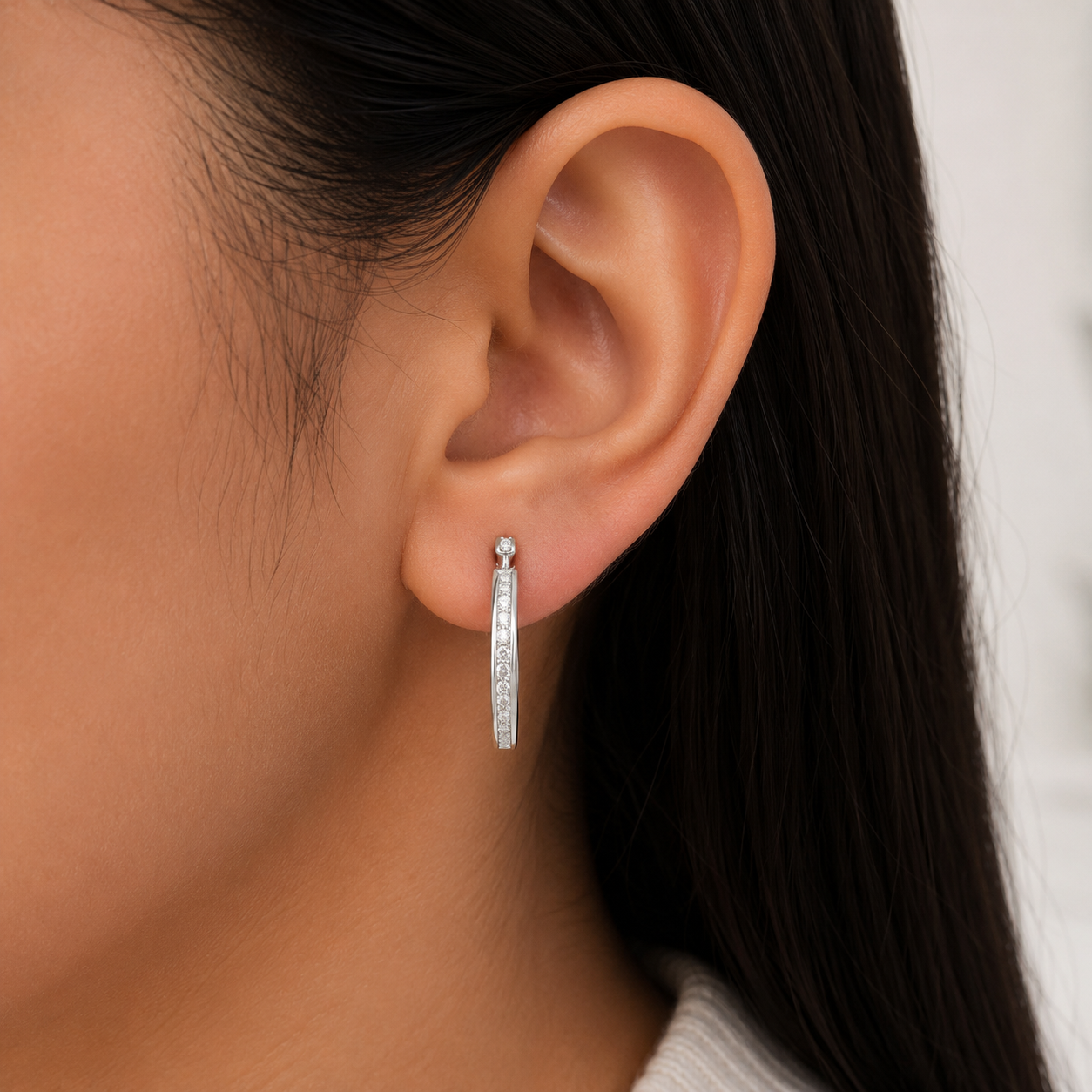Arracada Blanca Zirconia Plata Ley 925