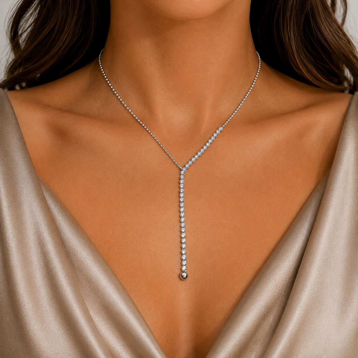 Cadena Bolita Zirconia 2mm Plata Ley 925
