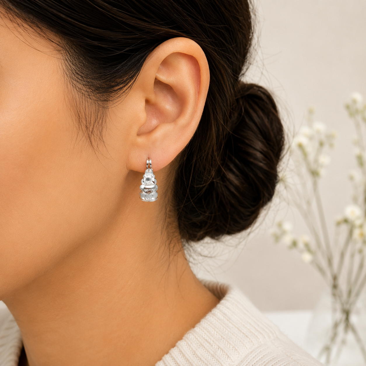 Arracada Chica Linea Plata Ley 925