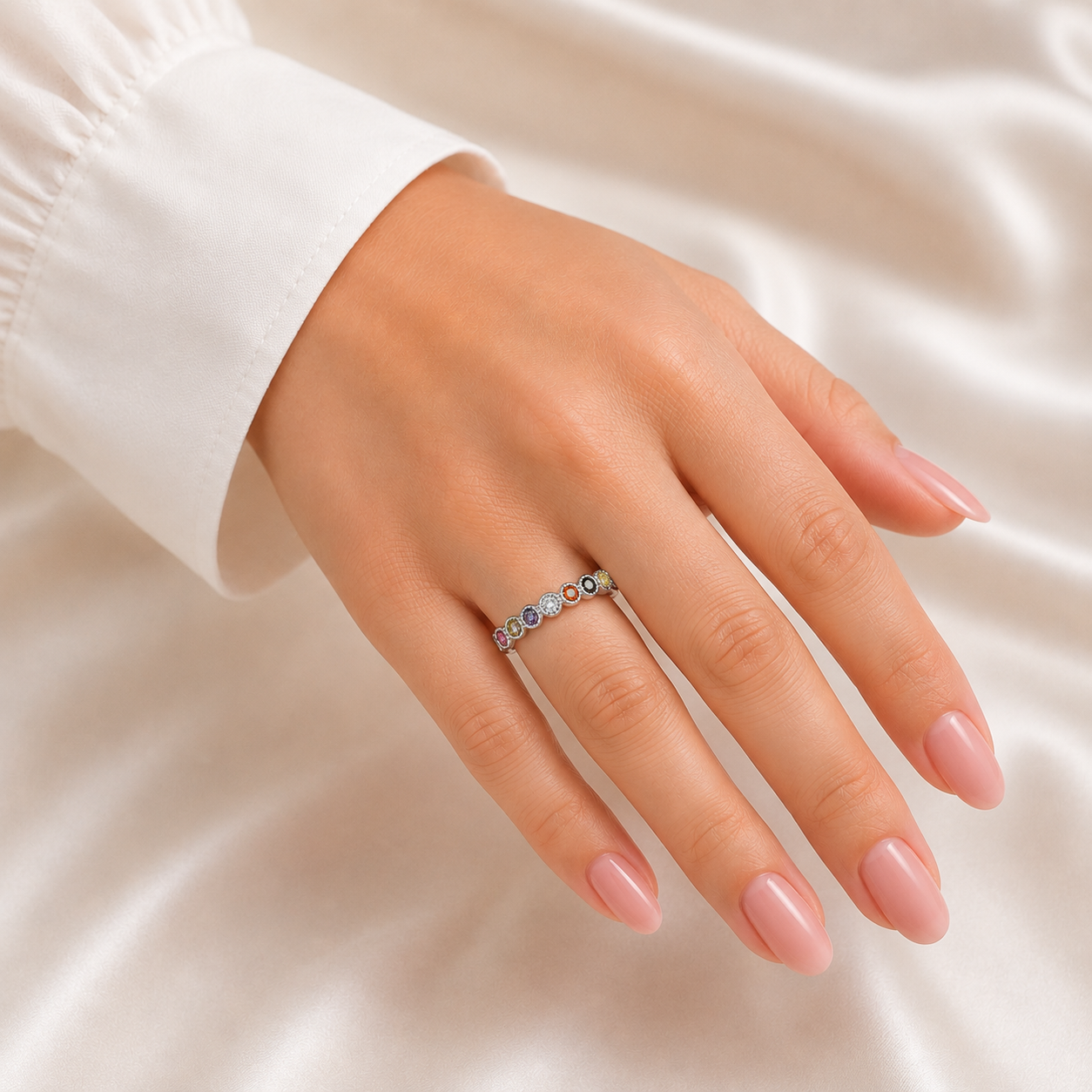 Anillo Zirconia Colores Plata Ley 925