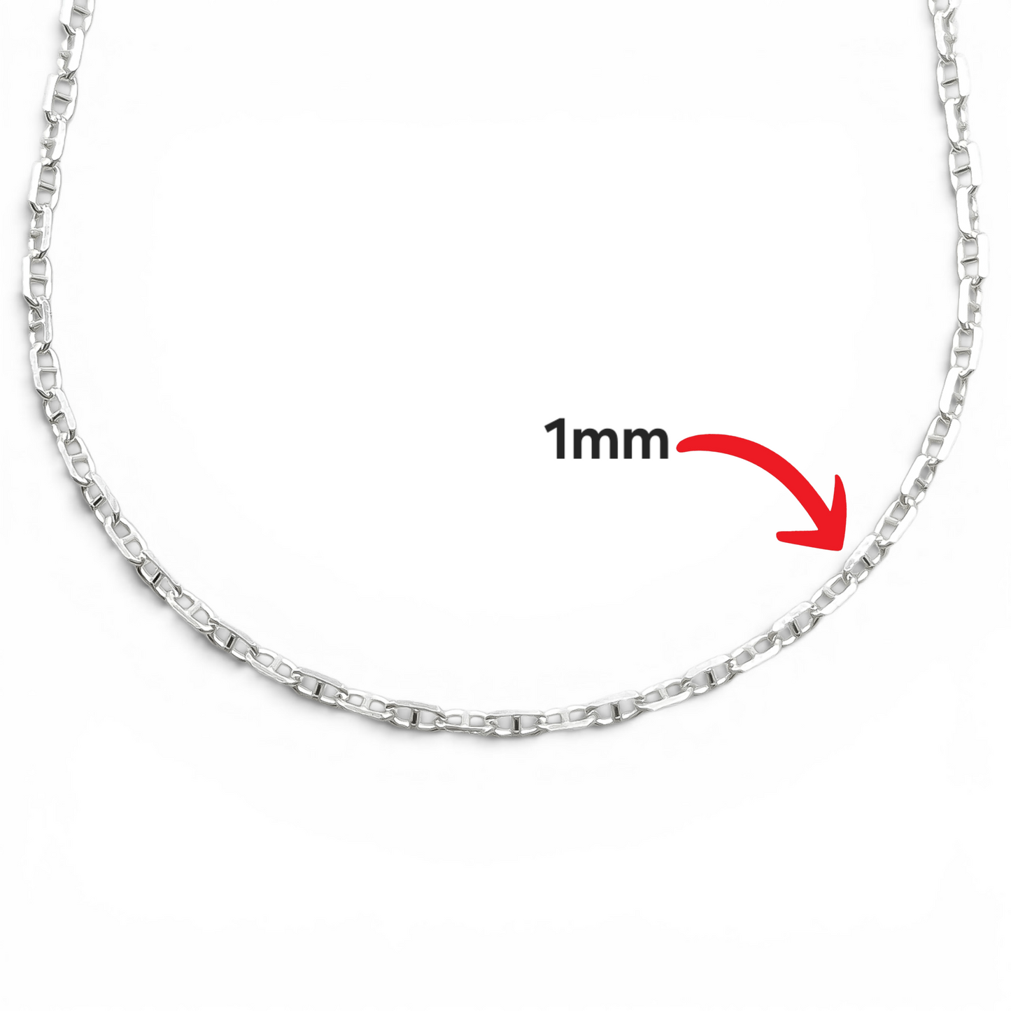 Cadena Escalera 1mm Plata Ley 925