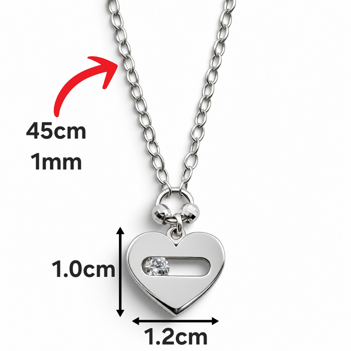 Collar Corazon Plata Ley 925