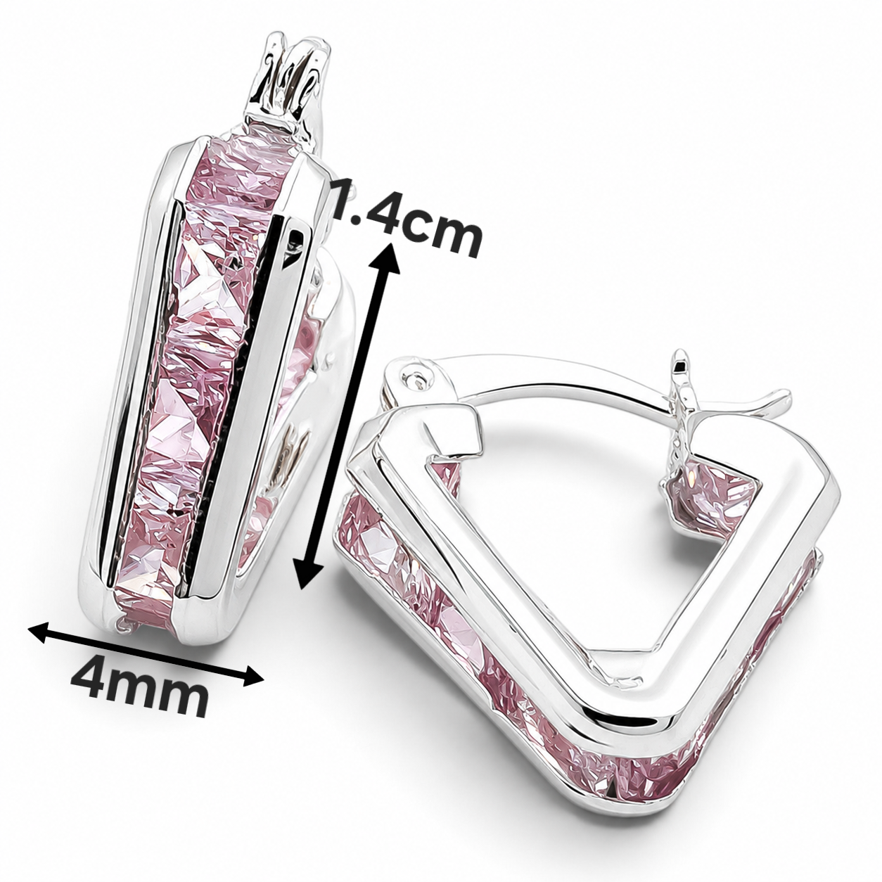 Hugguies Triangulo Rosa Plata Ley 925