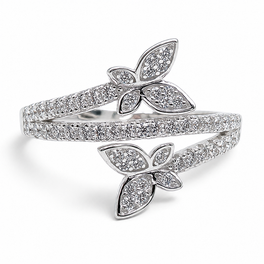 Anillo Mariposas Zirconia Plata Ley 925