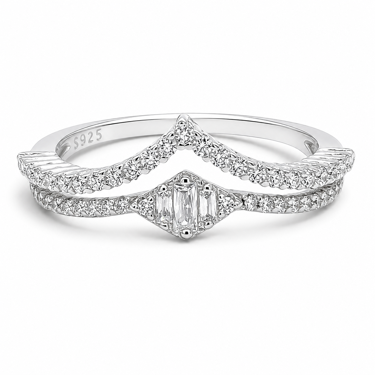 Anillo Zirconia Pico Plata Ley 925