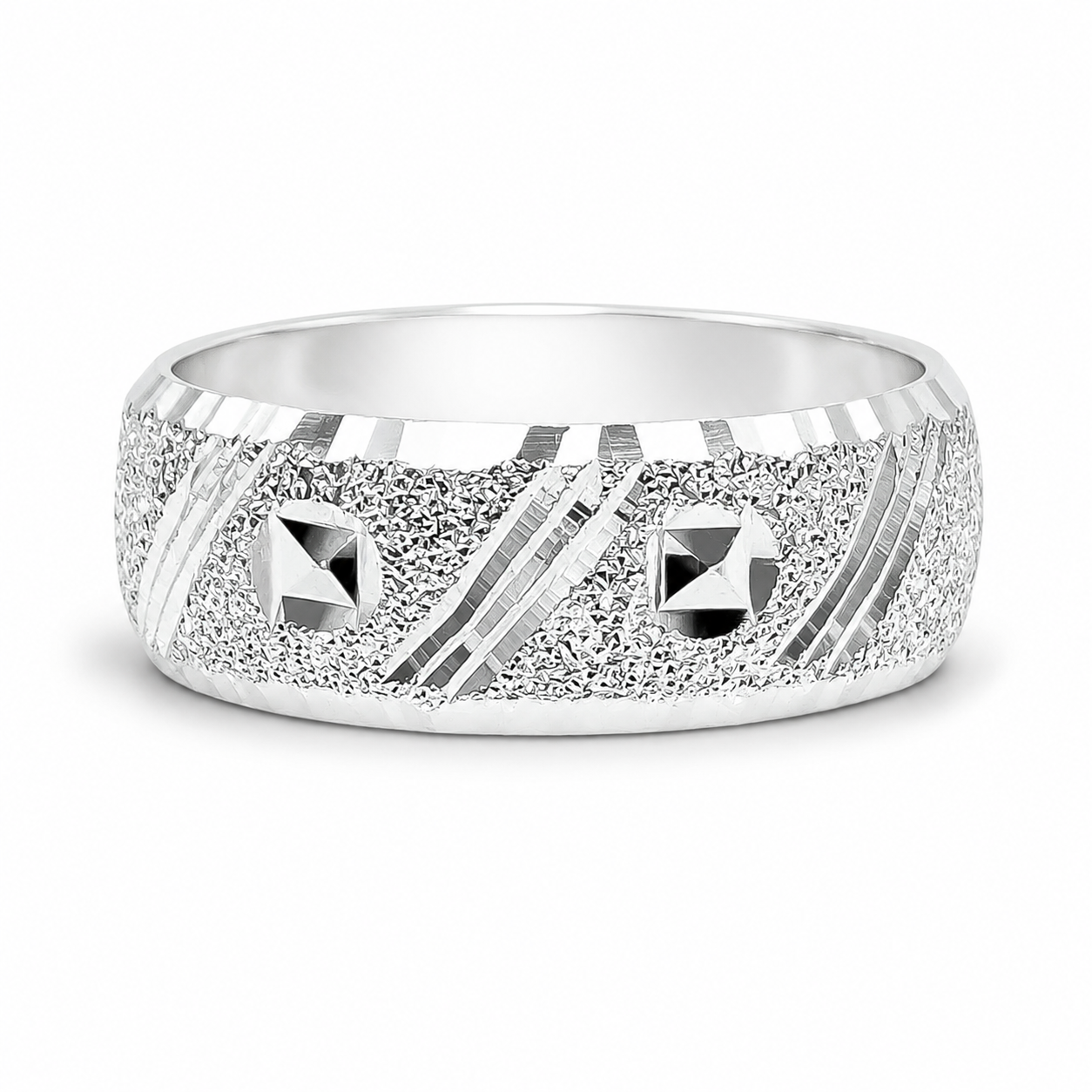 Anillo Argolla Diamantada Plata Ley 925