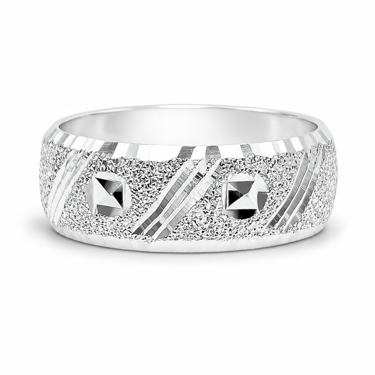 Anillo Argolla Diamantada Plata Ley 925