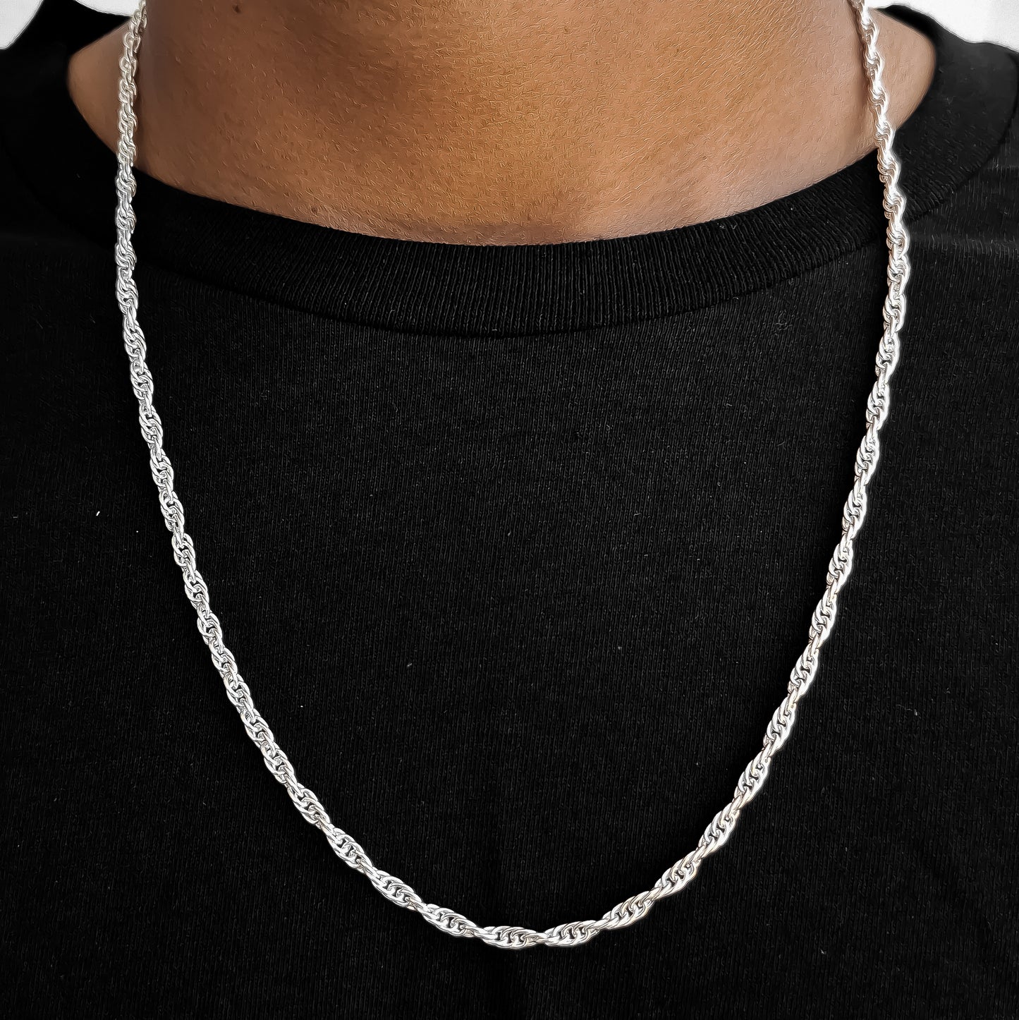 Cadena Torzal 3mm Plata Ley 925