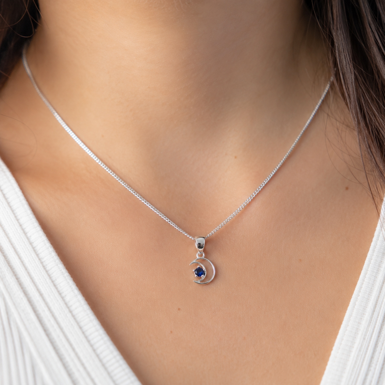Dije Luna Estrellita Azul Plata Ley 925