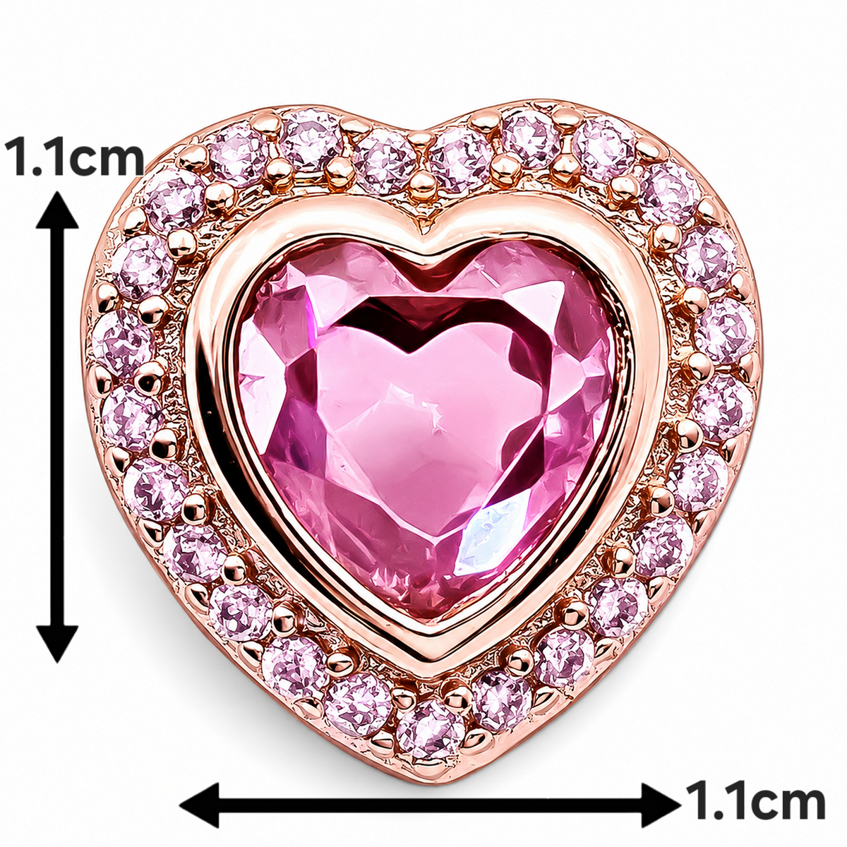 Charm Corazon Rosa Plata Ley 925