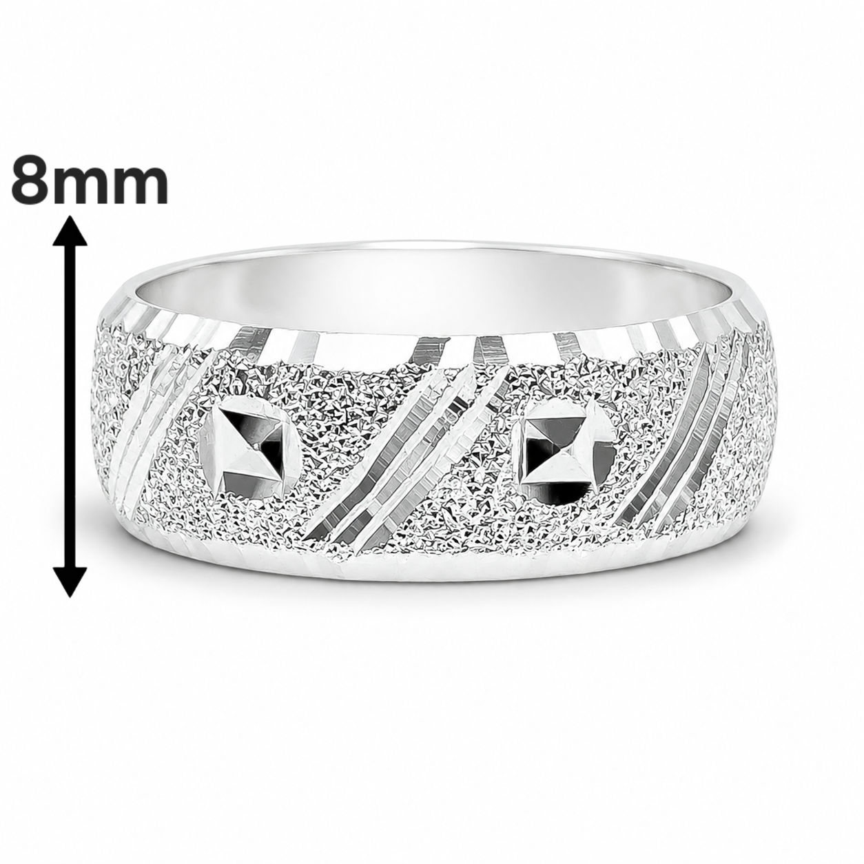 Anillo Argolla Diamantada Plata Ley 925