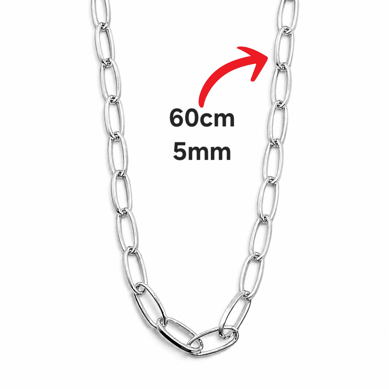 Cadena Ovalo 5mm Plata Ley 925