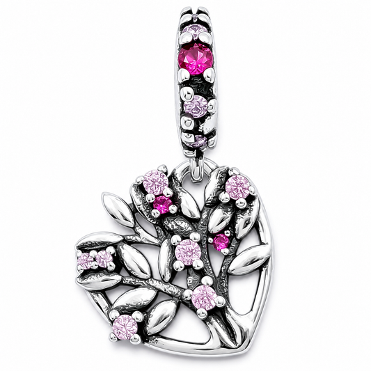 Charm Corazon Arbol Zirconia Plata Ley 925