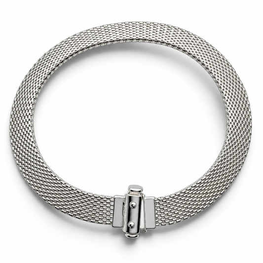 Pulsera Ancha 7mm Plata Ley 925