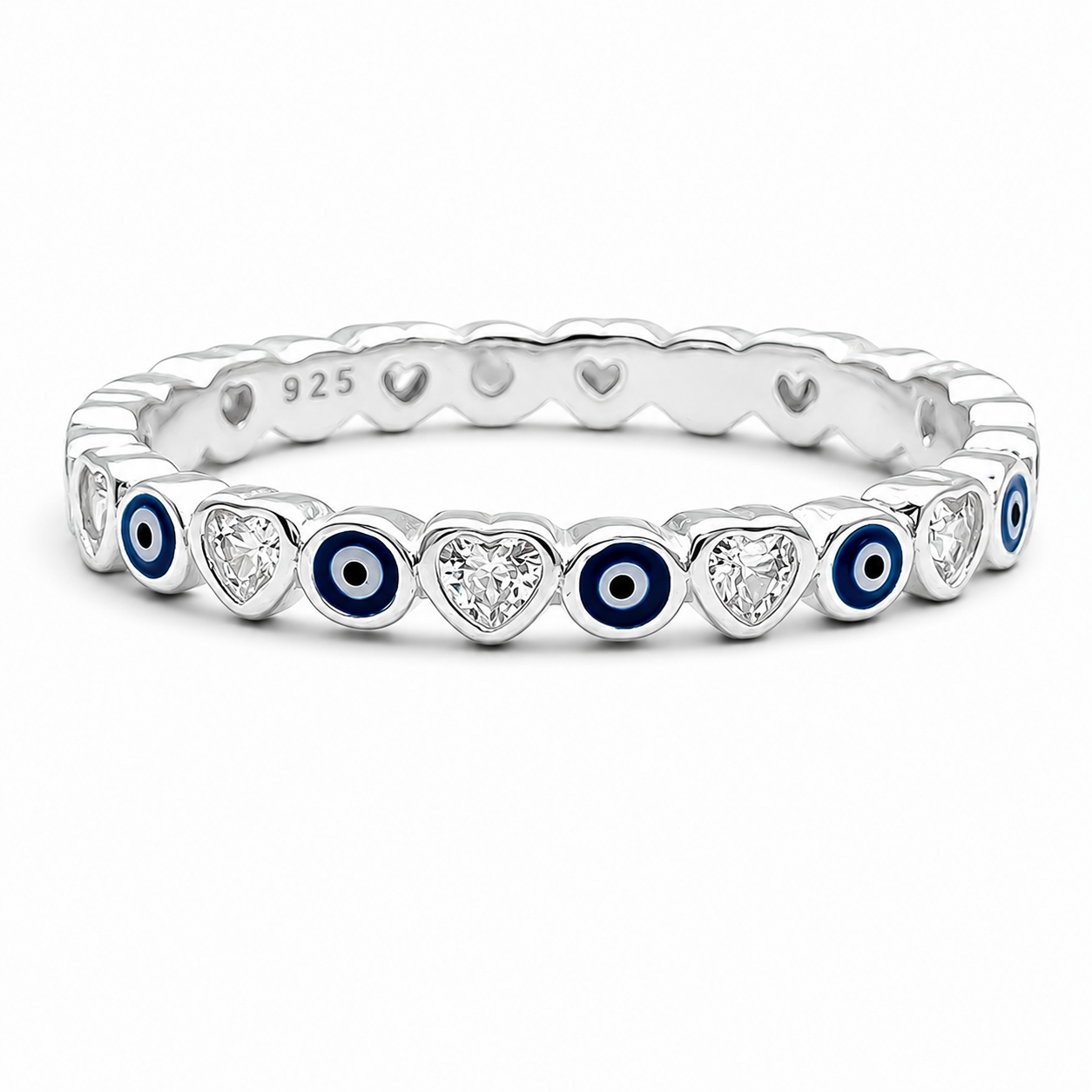 Anillo Ojitos Azul Plata Ley 925