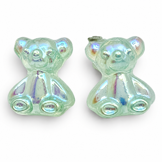 Broquel Osito Verde Plata Ley 925