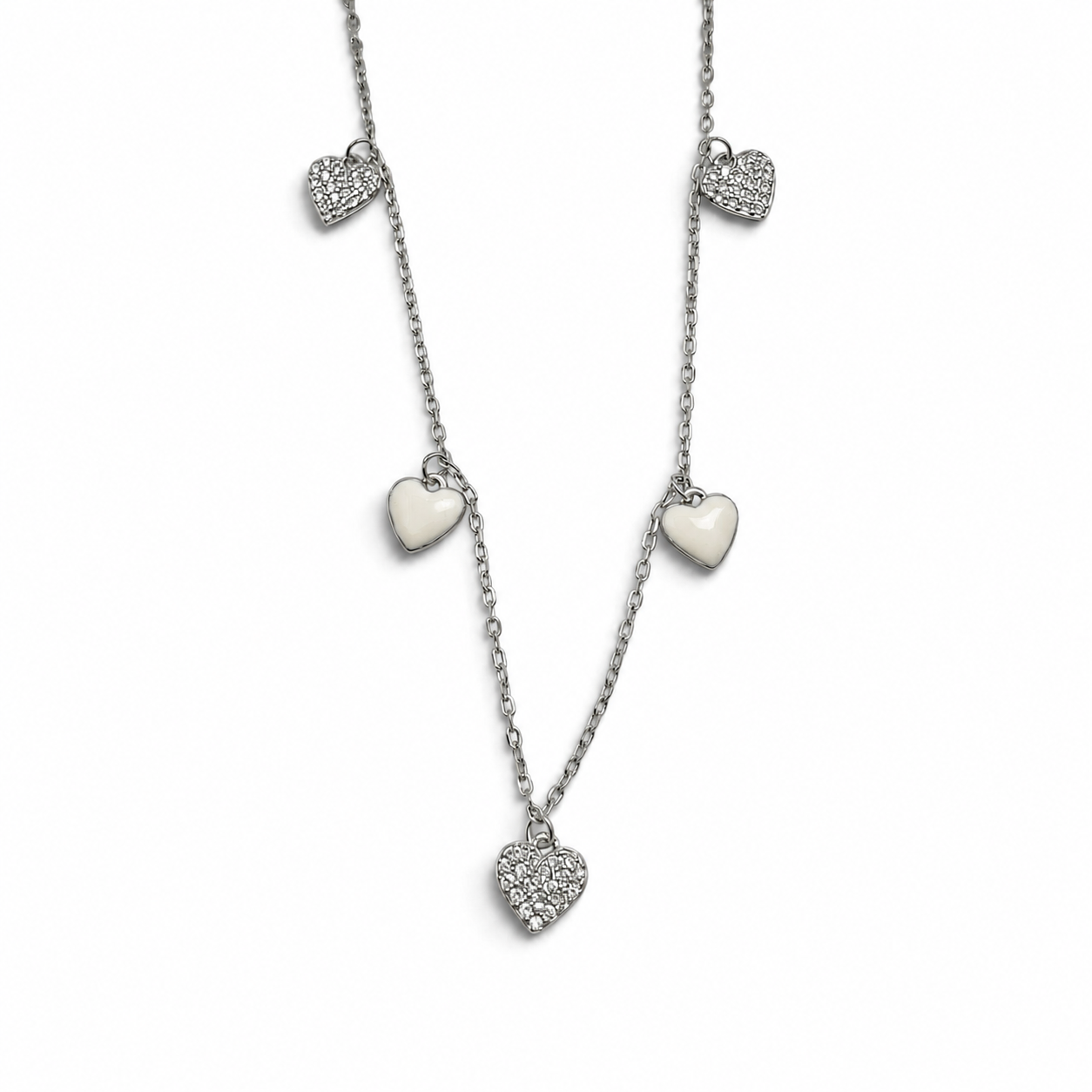 Collar Corazones Plata Ley 925