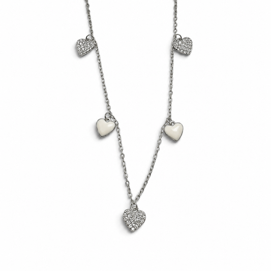 Collar Corazones Plata Ley 925