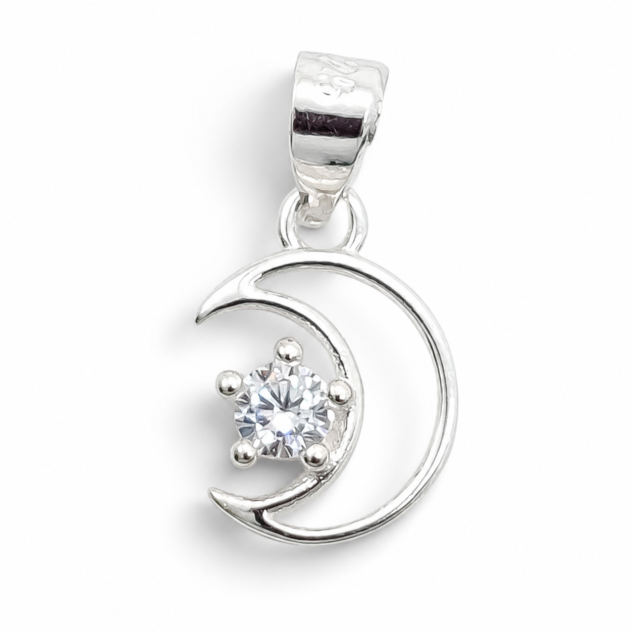 Dije Luna Estrellita Blanco Plata Ley 925