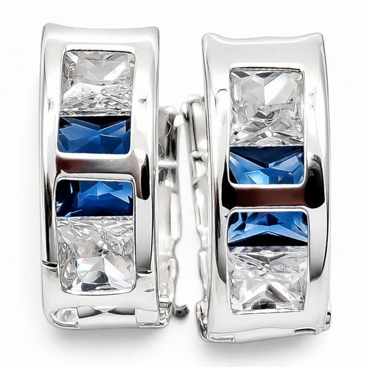 Hugguies Zirconia Azul Plata Ley 925