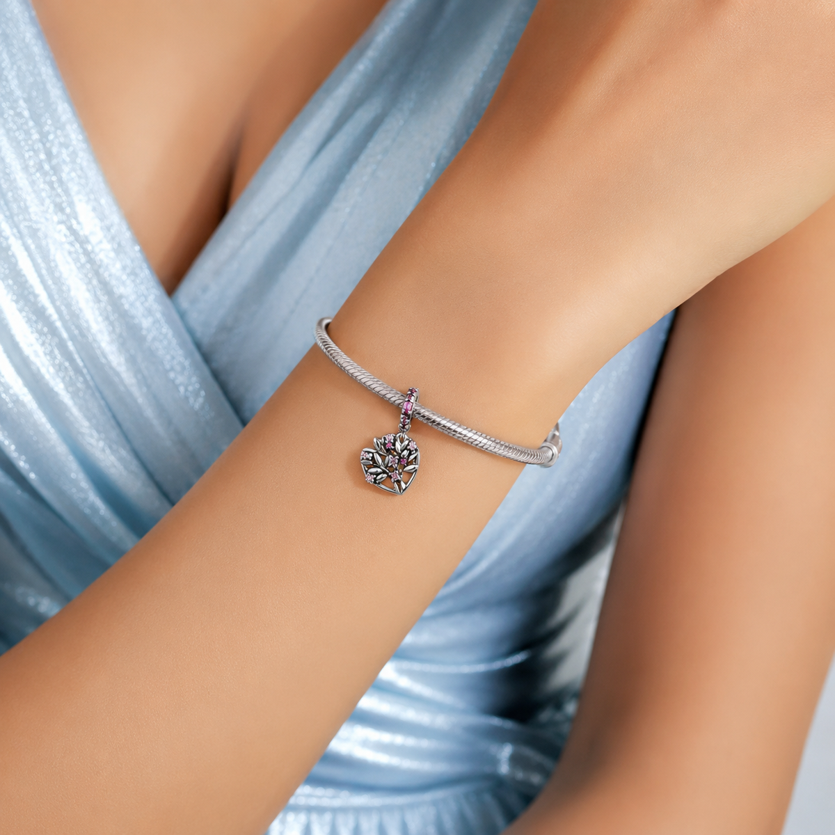Charm Corazon Arbol Zirconia Plata Ley 925