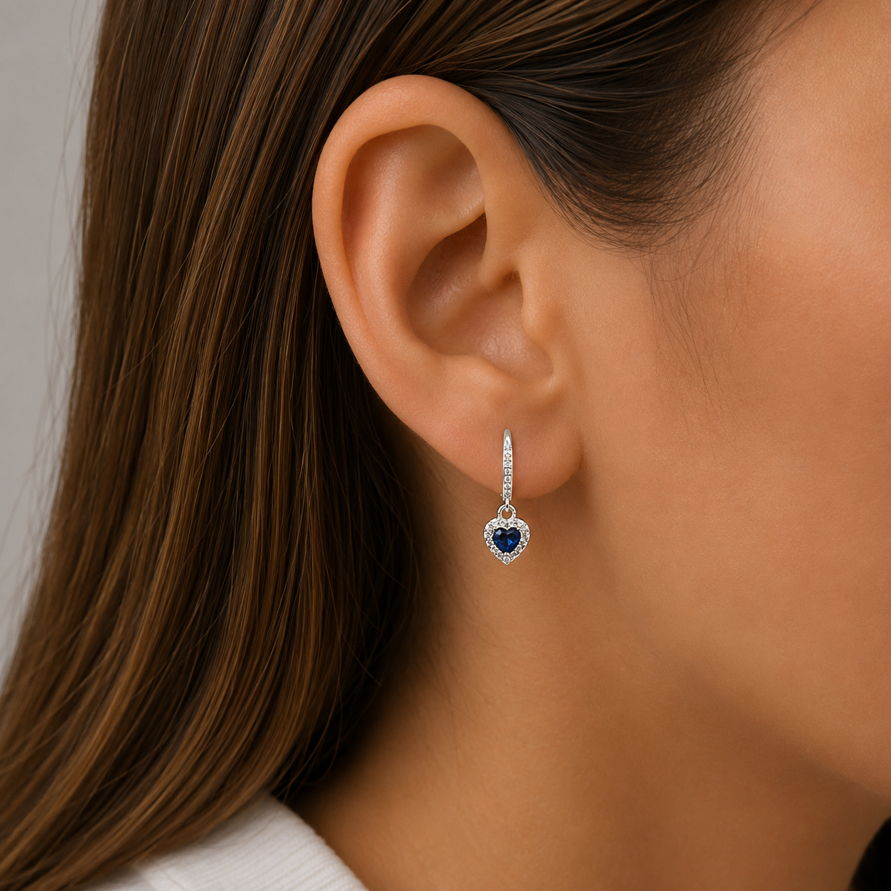 Hugguies Corazon Azul Plata Ley 925