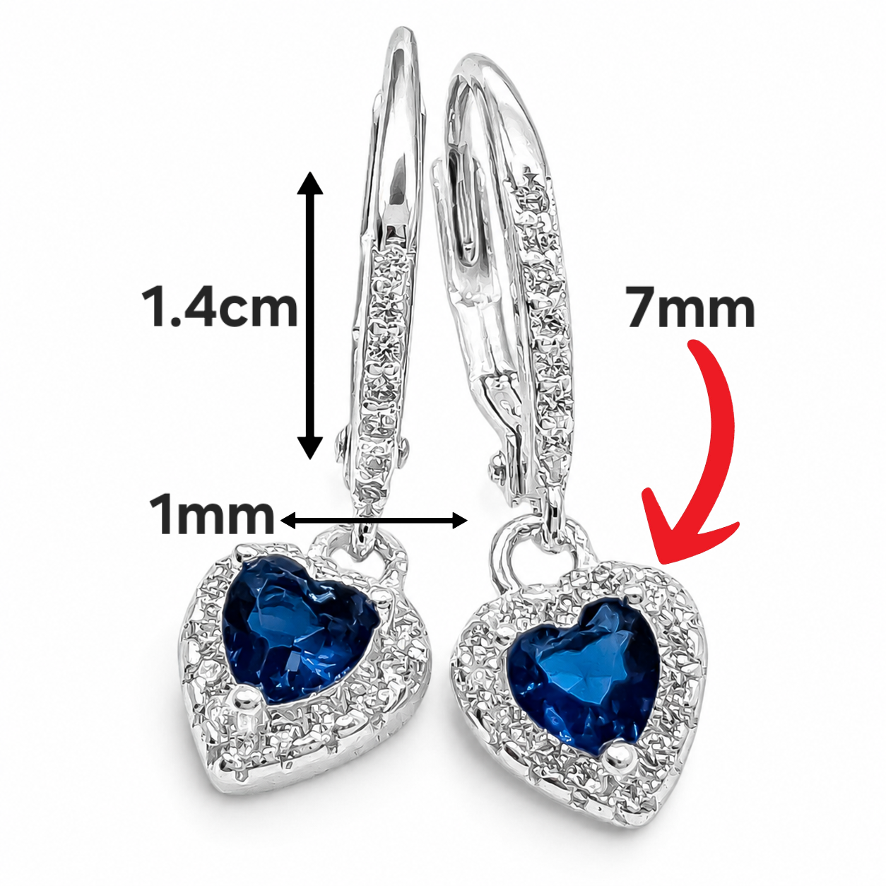 Hugguies Corazon Azul Plata Ley 925
