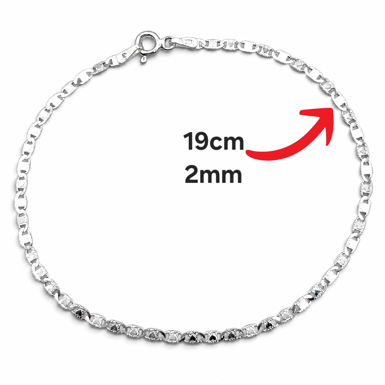 Pulsera Corazon Planchada Plata Ley 925