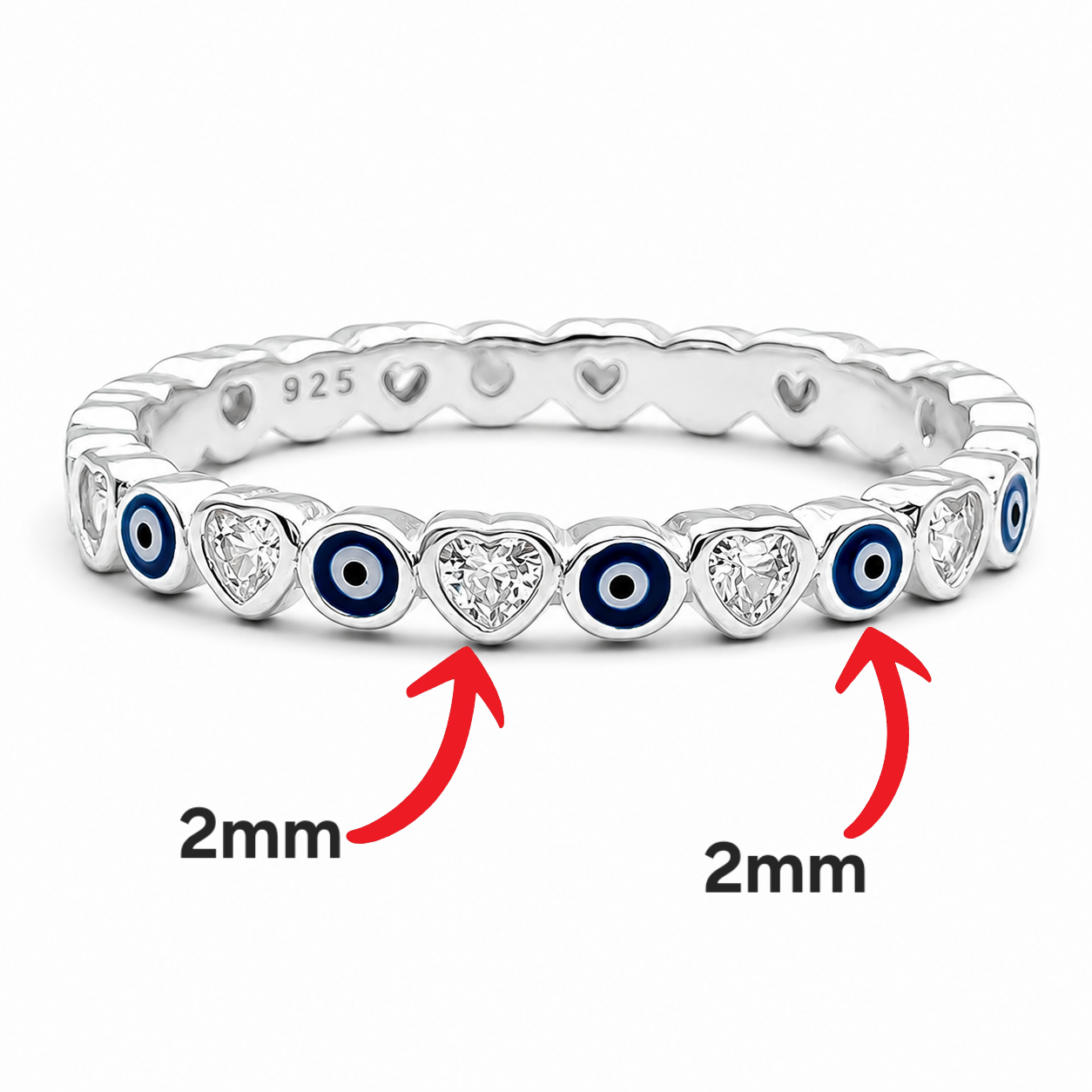 Anillo Ojitos Azul Plata Ley 925