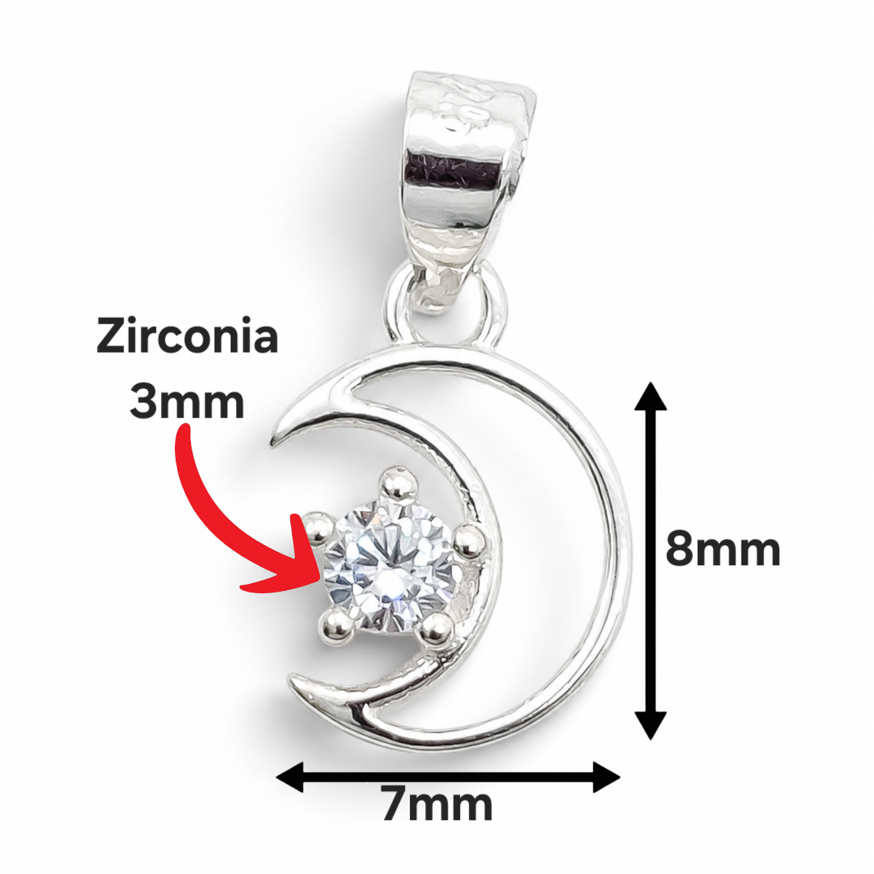 Dije Luna Estrellita Blanco Plata Ley 925