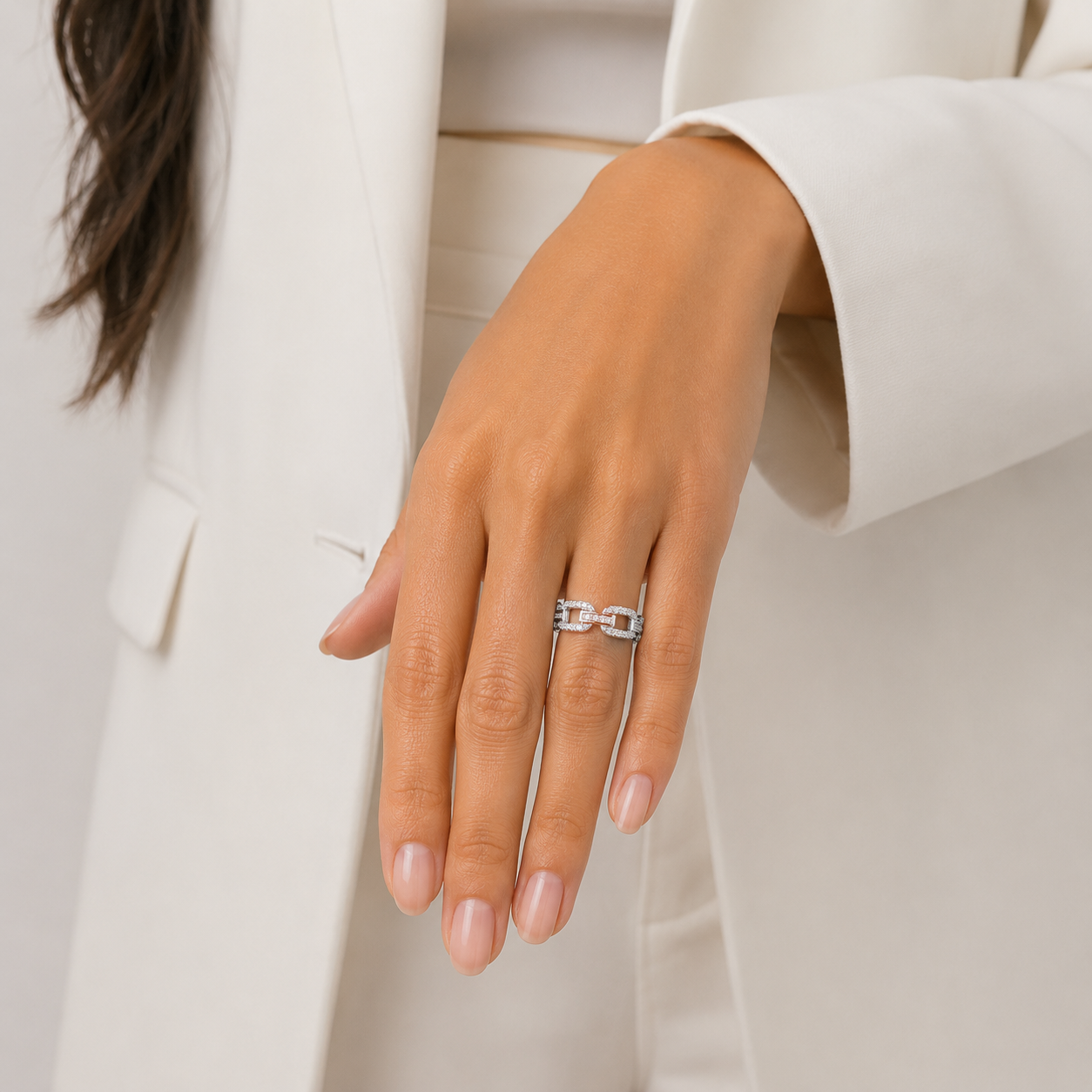 Anillo Cadena Zirconia