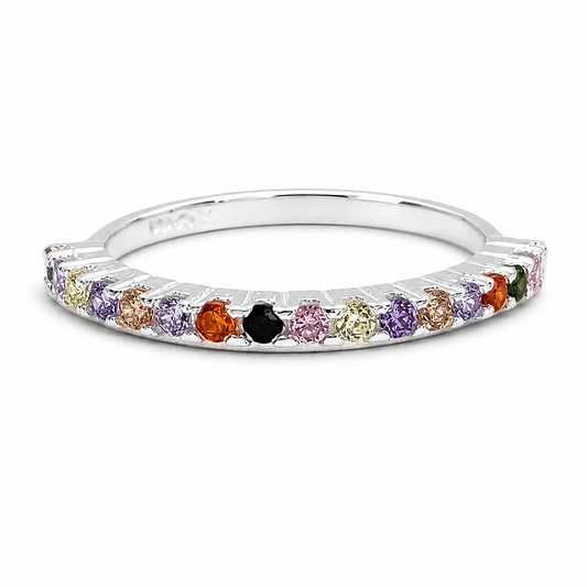 Anillo Zirconia Multicolor Plata Ley 925