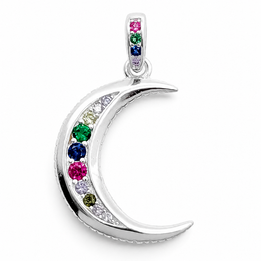 Dije Media Luna Colores Plata Ley 925