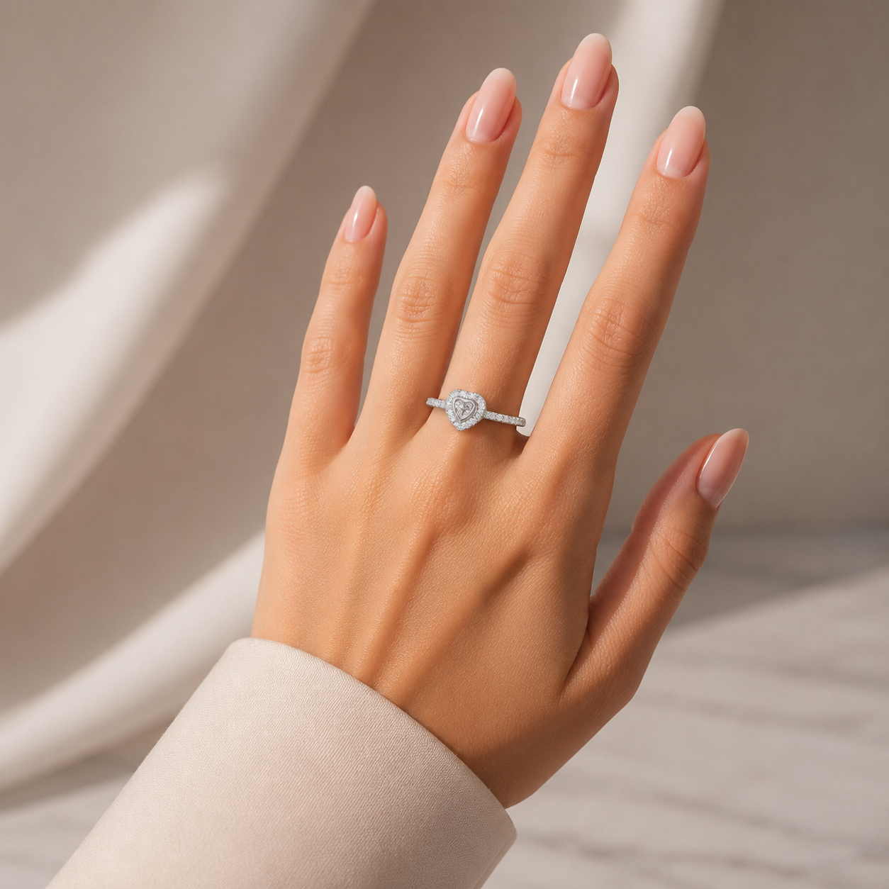 Anillo Zirconia Corazon Blanco Plata Ley 925