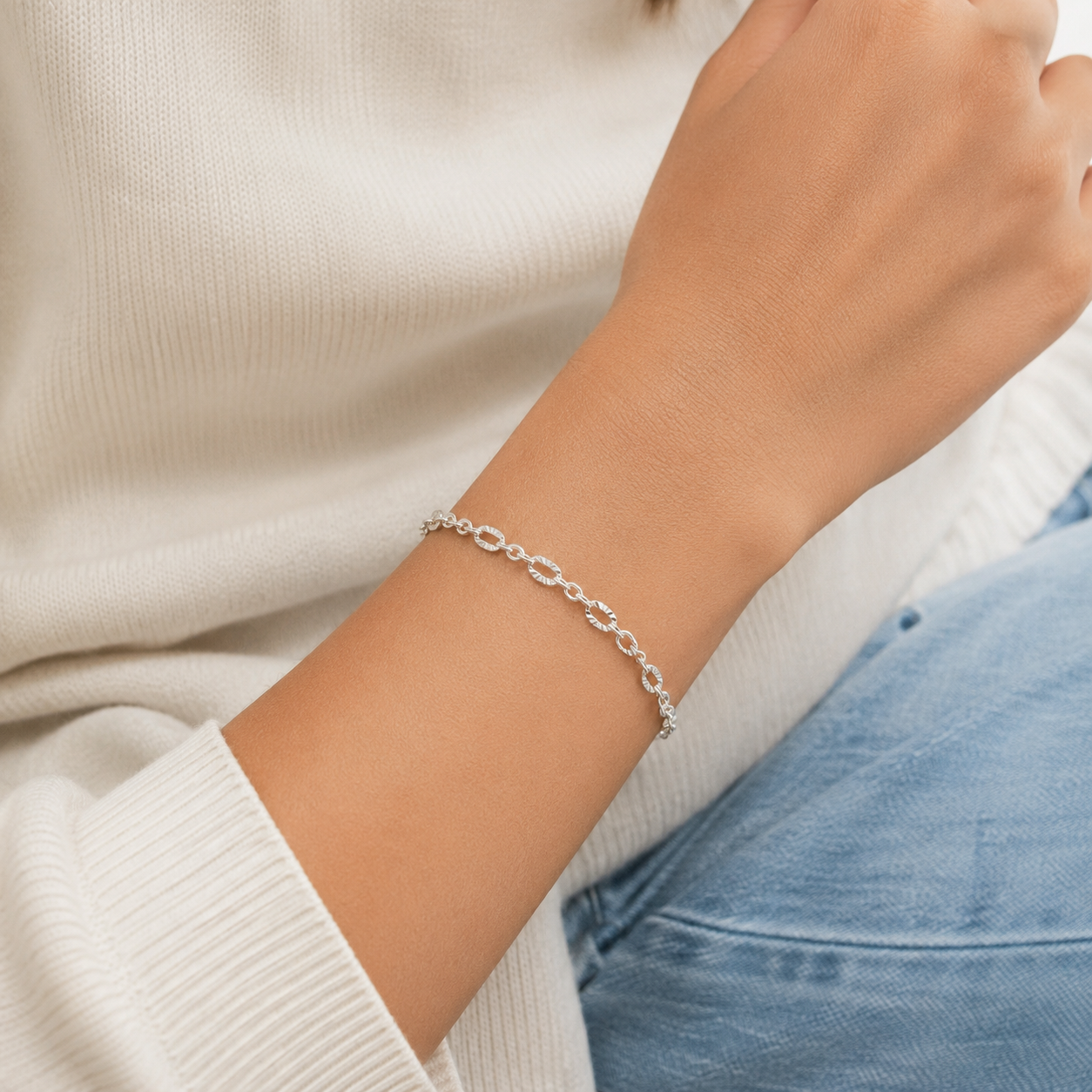 Pulsera Argolla Diamantada Plata Ley 925