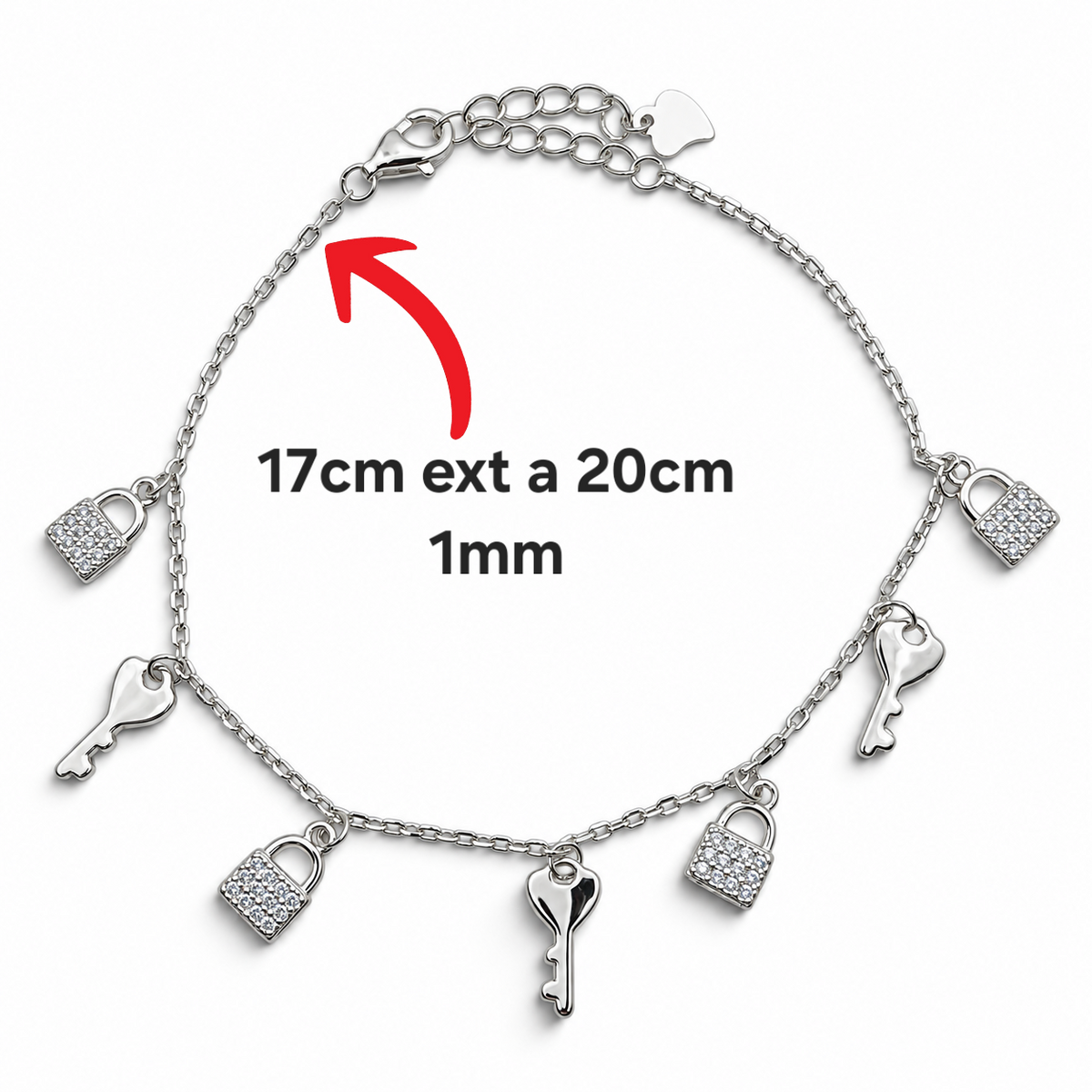 Pulsera Candado Llave Plata Ley 925