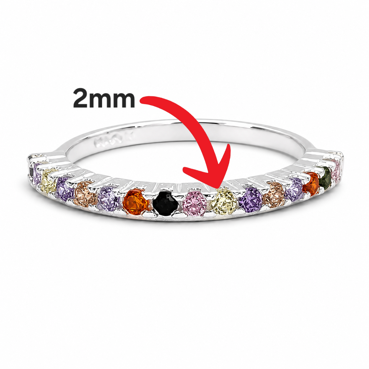Anillo Zirconia Multicolor Plata Ley 925