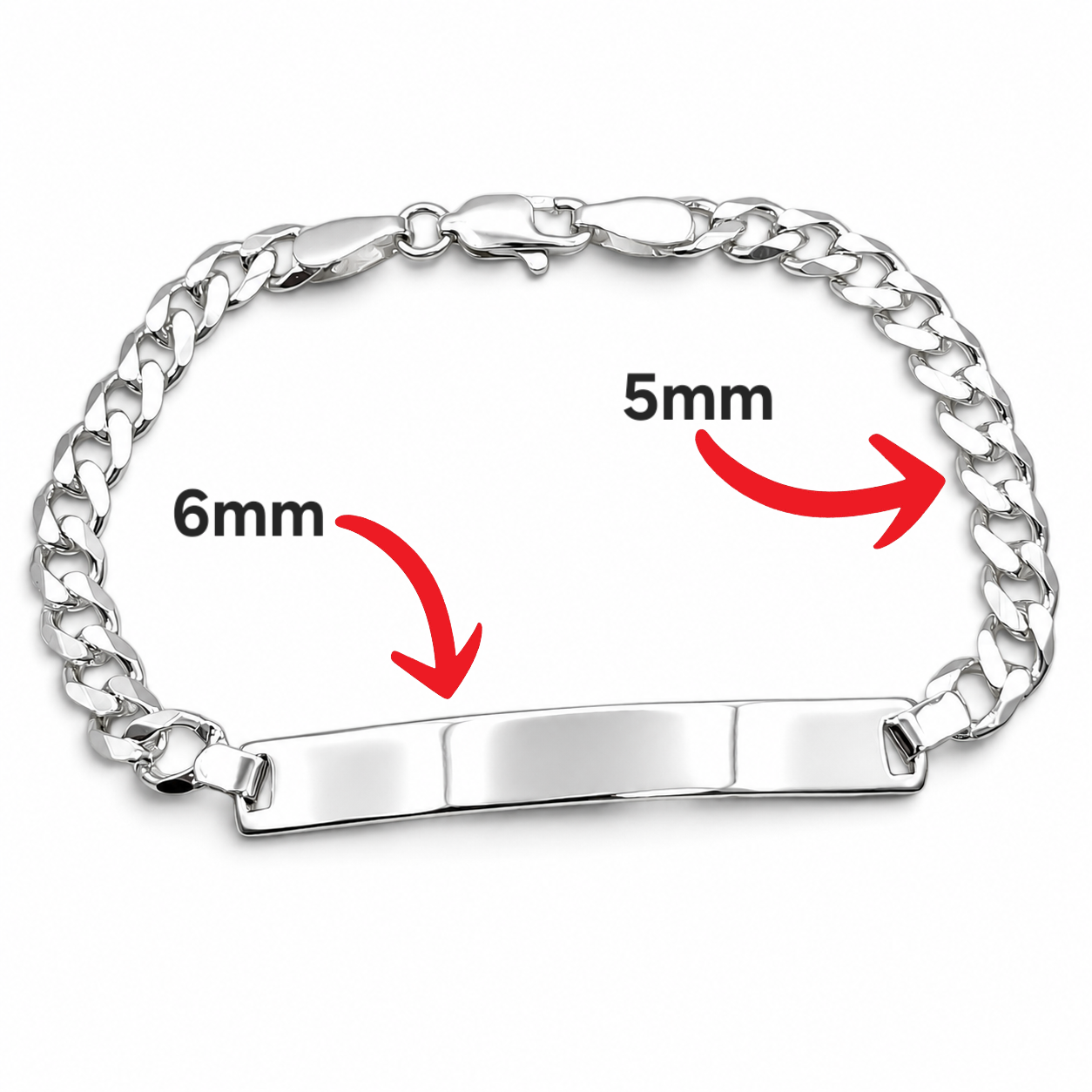 Esclava Cubana Lisa 5mm Plata Ley 925