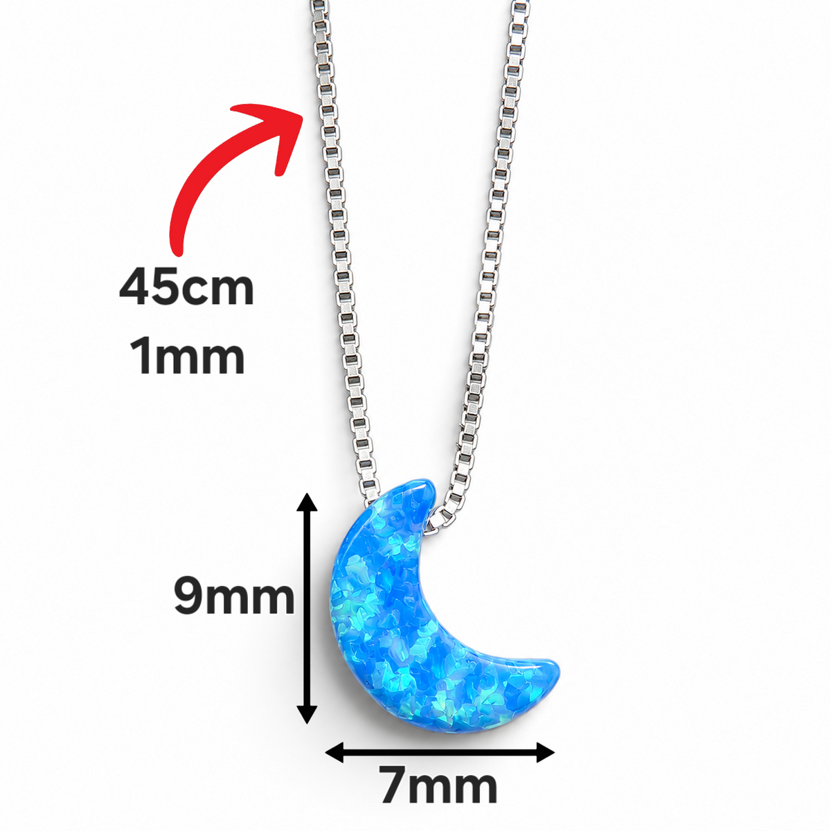 Collar Luna Azul Chico Plata Ley 925