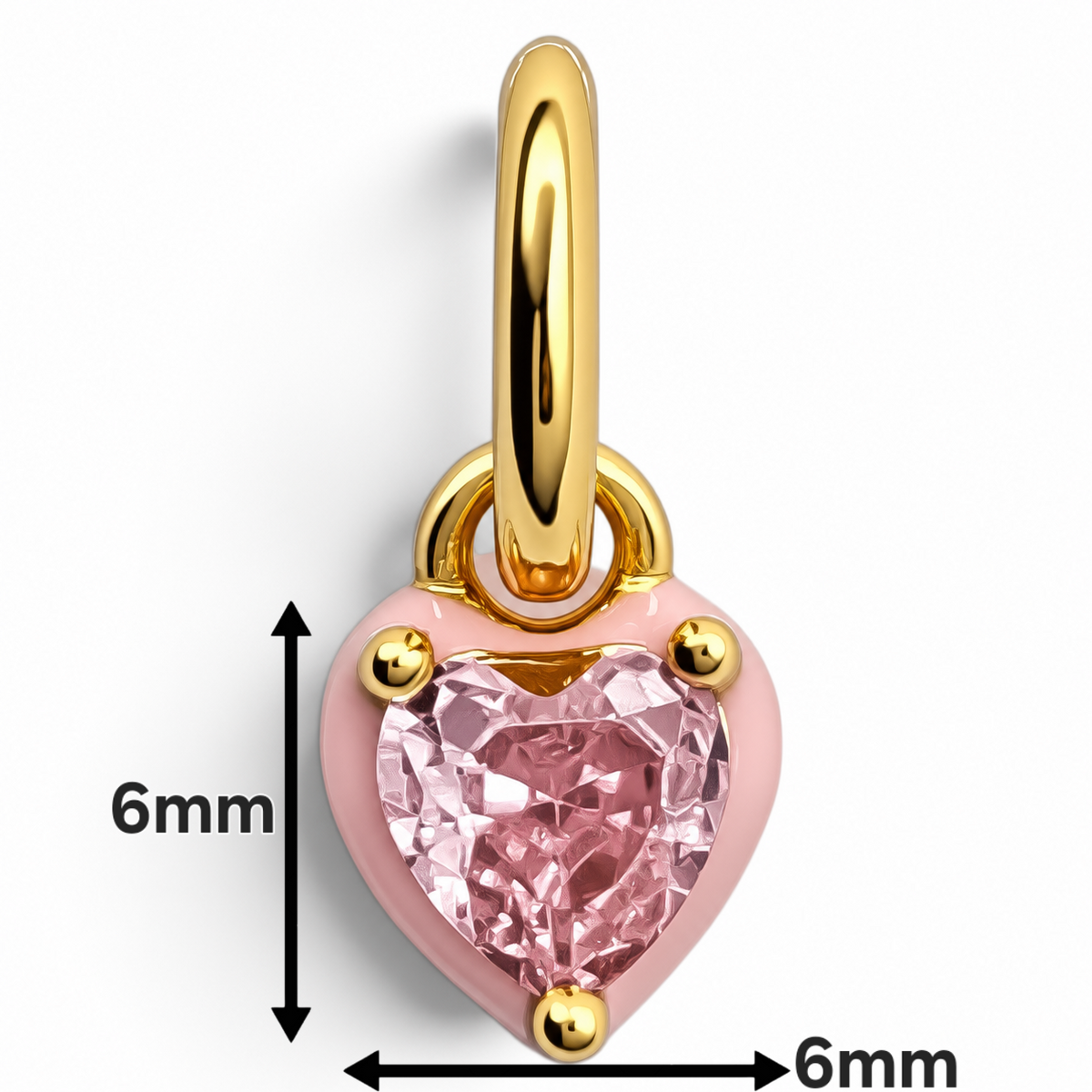 Charm Corazon Rosa Dorado Plata Ley 925