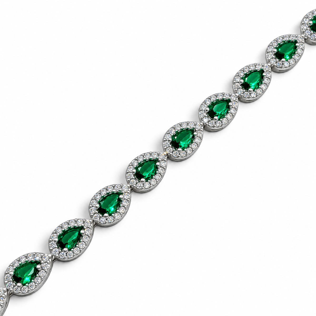 Pulsera Gotas Verde Plata Ley 925