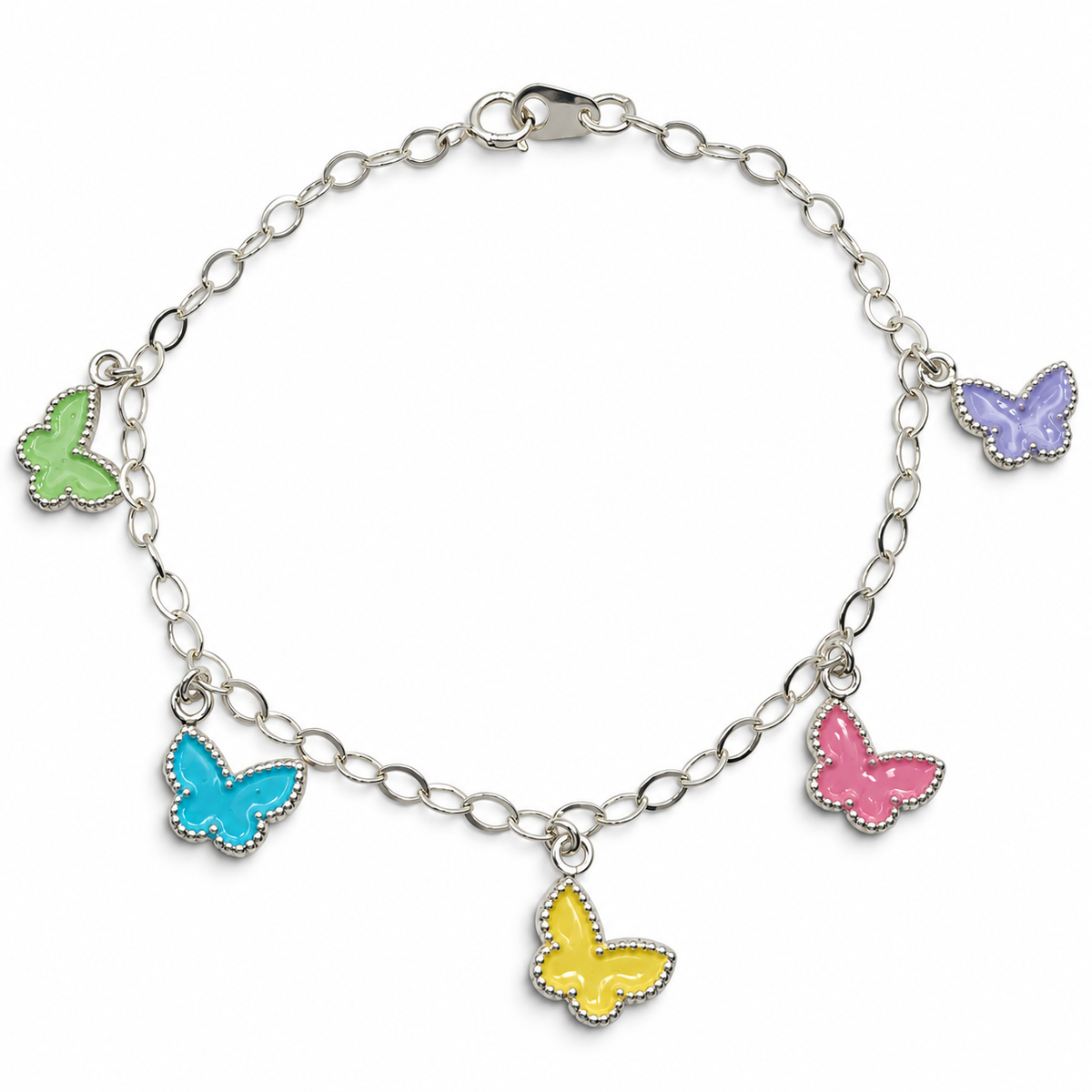 Pulsera Mariposa Multicolor Plata Ley 925
