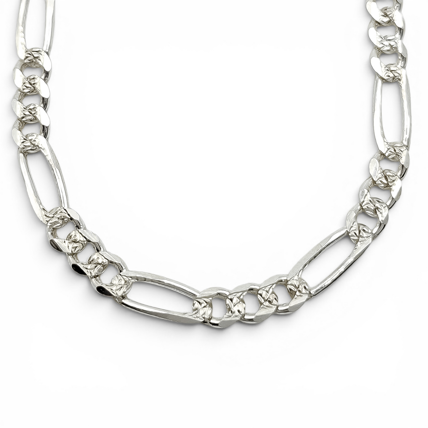 Cadena Figaro 5mm Diamantada Plata Ley 925