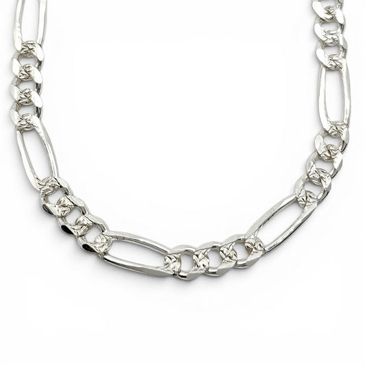 Cadena Figaro Diamantada 5mm Plata Ley 925